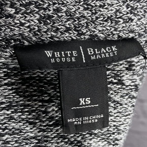 White House Black Market XS Shimmer Knit Tweed Fringe Trim Cardigan Sweater WHBM - Picture 3 of 4